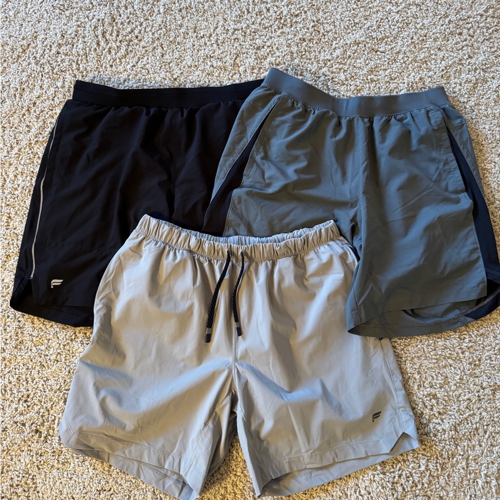 Set of 3 Men's Athletic Shorts - Black, Gray, and Light Gray